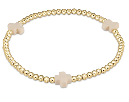 Signature Cross Gold Pattern 3mm Bead Bracelet